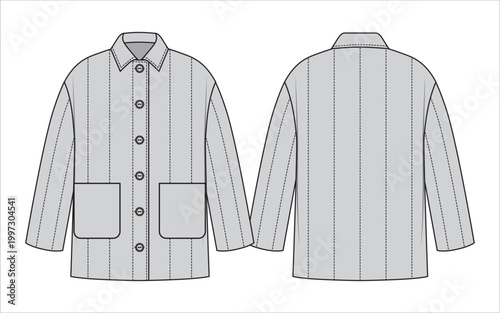 Quilted padded jacket fashion template