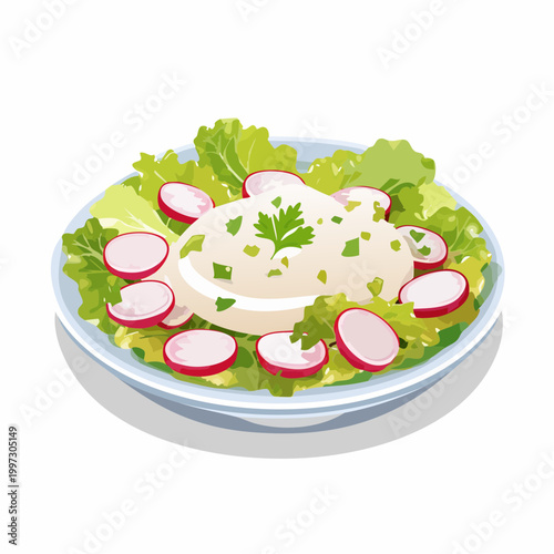 Radieschensalat mit Joghurt-Dressing frisch und modern präsentiert