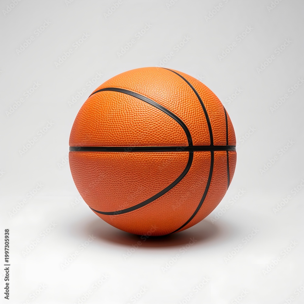 Fototapeta premium A basketball is isolated against a neutral background. The orange sphere, marked with black lines, represents a classic sports equipment