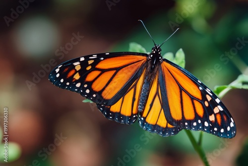 Monarch Butterfly Resting on Green Leaves in a Garden During Daylight Hours