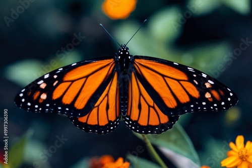 Monarch Butterfly Resting on Green Leaves in a Garden During Daylight Hours