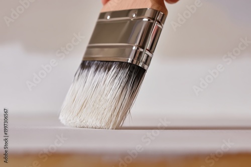 Brush Applying Paint to Canvas in an Art Studio During Daytime