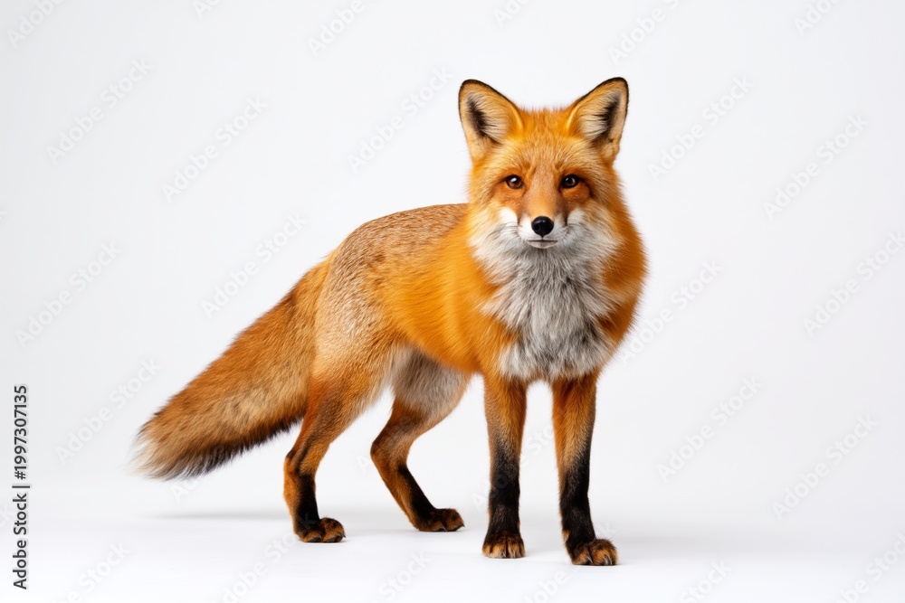Fototapeta premium Red Fox Standing on a White Background During Day Time