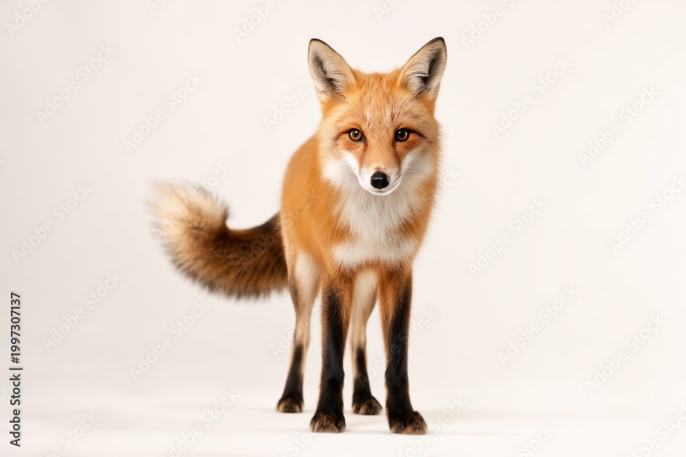 Fototapeta premium Red Fox Stands Still With a Simple Background in a Studio Environment During Daylight Hours