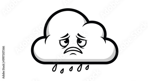 Angry cloud with rain drops falling.