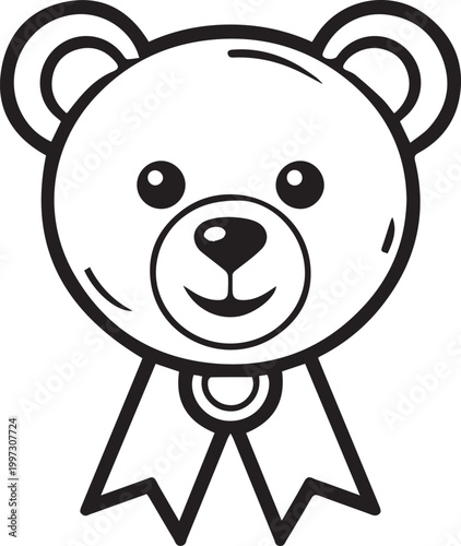 An adorable teddy bear illustration exudes simplicity and charm, featuring clean lines.