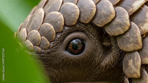 Macro of pangolin or reptile skin scales.