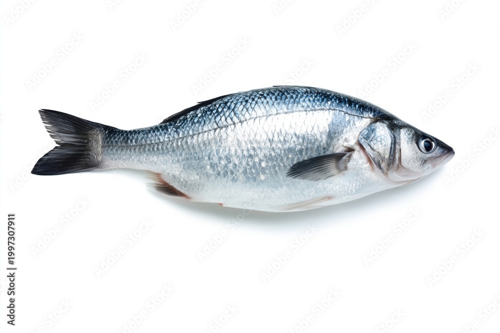 Obraz premium Fish Lies on White Surface With Shiny Skin and Intact Features for Display or Culinary Use