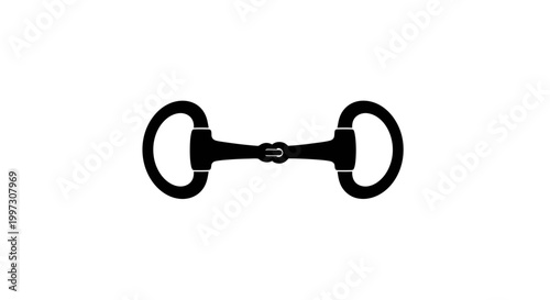 Black metal horse bit isolated on a white background a striking silhouette