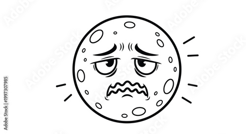 Angry moon with a frowning face.