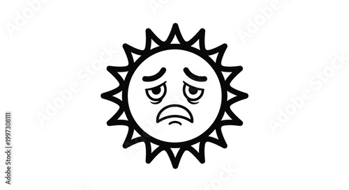 Angry sun with a frowning face.