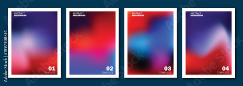 Vibrant Multicolor Gradient Background Collection with Red and Blue Blends, Bright Modern Graphic Templates for Brochures, Posters, Flyers, Covers and Creative Vector Design
