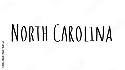 North Carolina text animated motion graphics Hand drawn doodle 