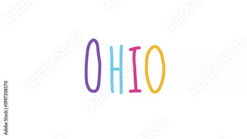 Ohio text animated motion graphics Hand drawn doodle 
