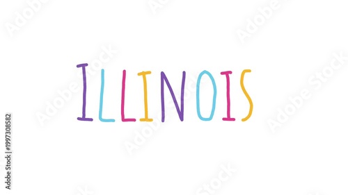 Illinois text animated motion graphics Hand drawn doodle 