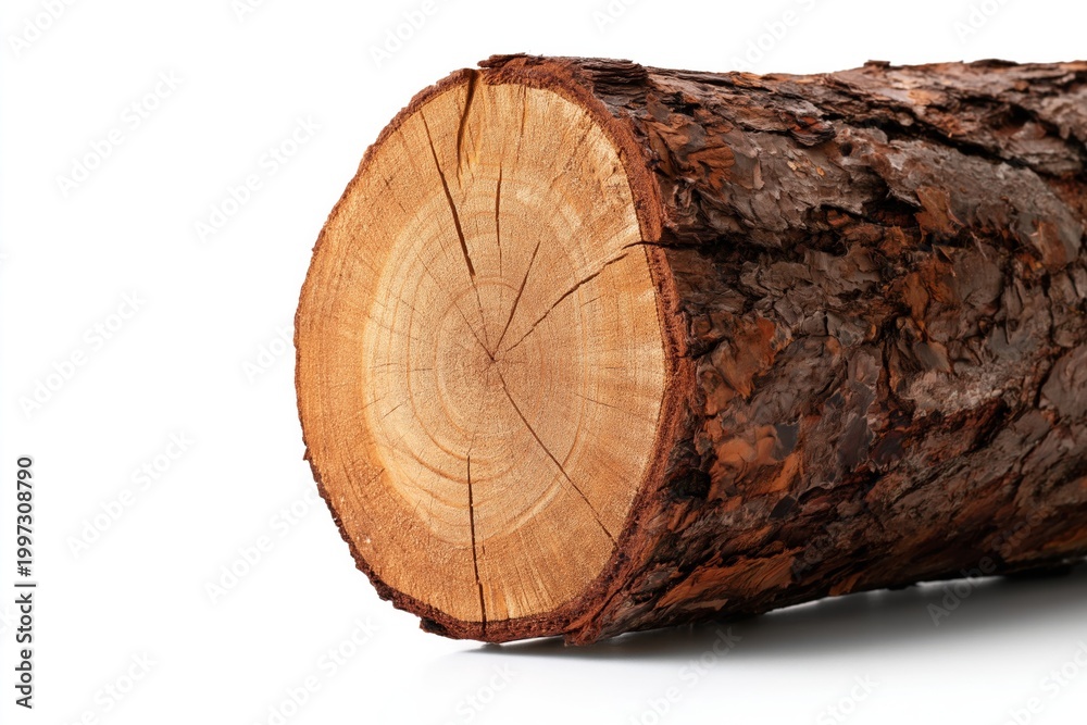 Fototapeta premium Log Placed on a White Background for Woodcraft or Decoration