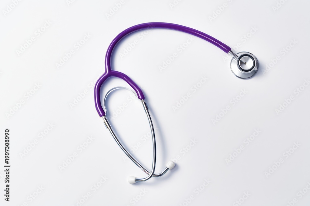 Fototapeta premium Stethoscope Rests on a Clean Surface Showing Reflection and Design Details in a Clinical Setting