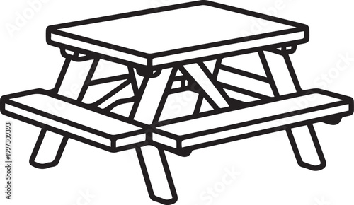 A simple illustration of an outdoor picnic table, perfect for gatherings in nature.