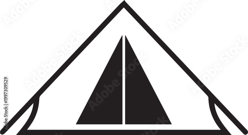 A simple camping tent set against an adventurous getaway. A minimalist representation of outdoor living.