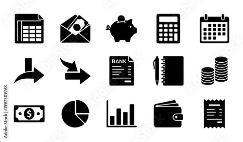 Black water drop icon set, minimalist liquid droplet vector collection, 8 moisture and splash symbols for eco-friendly branding and hygiene design