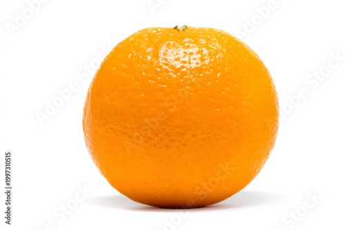 Fresh Orange Sits on a White Surface in a Well-Lit Setting, Showcasing Its Br...
