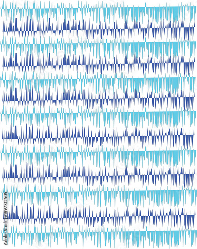 Abstract digital art blue and white noise with silhouette effect