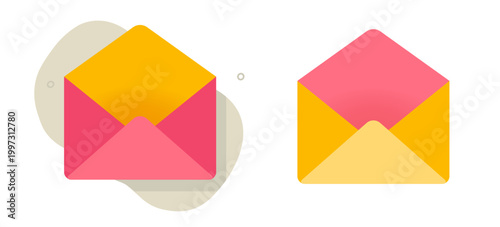 Open mail envelope empty blank template icon vector graphic modern simple minimal illustration set clip art yellow red
