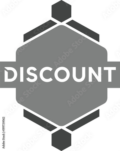 Discount Badge Icon Vector Illustration with Hexagon Label Shape and Sale Promotion Tag for Shopping Marketing Offers and Retail Business Design