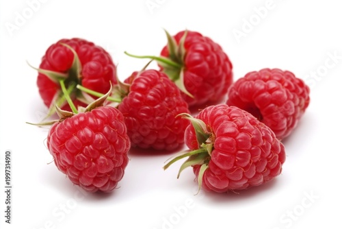 Fresh Raspberries on a White Surface Arranged in a Casual Manner for Display ...