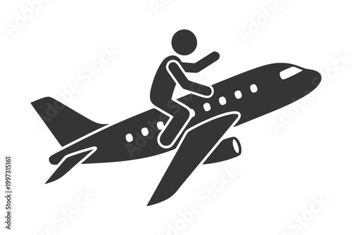 飛行機に乗る人物のシルエットアイコン