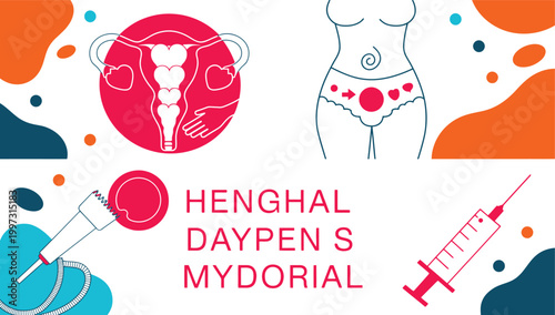Medical infographic illustrating female reproductive health and menstruation