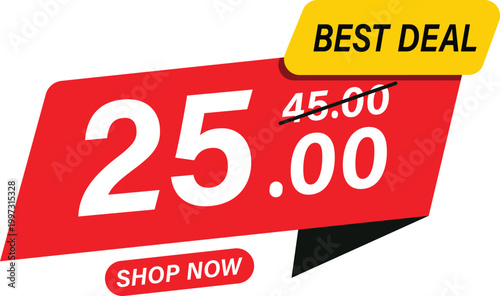 Modern before and after sale banner with big discount price tags, cross price, and shop now. For icons, logos, signs, symbols, stamps, and buttons. Vector illustration.