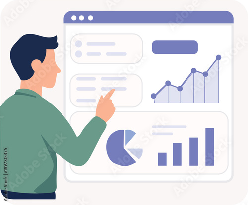 Business Growth Concept – Man Presenting Analytics Chart and Financial Graph