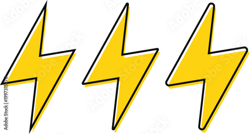 Lightning bolt icon set. Power design. Lightning strike and energy charge icons. Energy power and electrical symbols. Electricity and power supply sign
