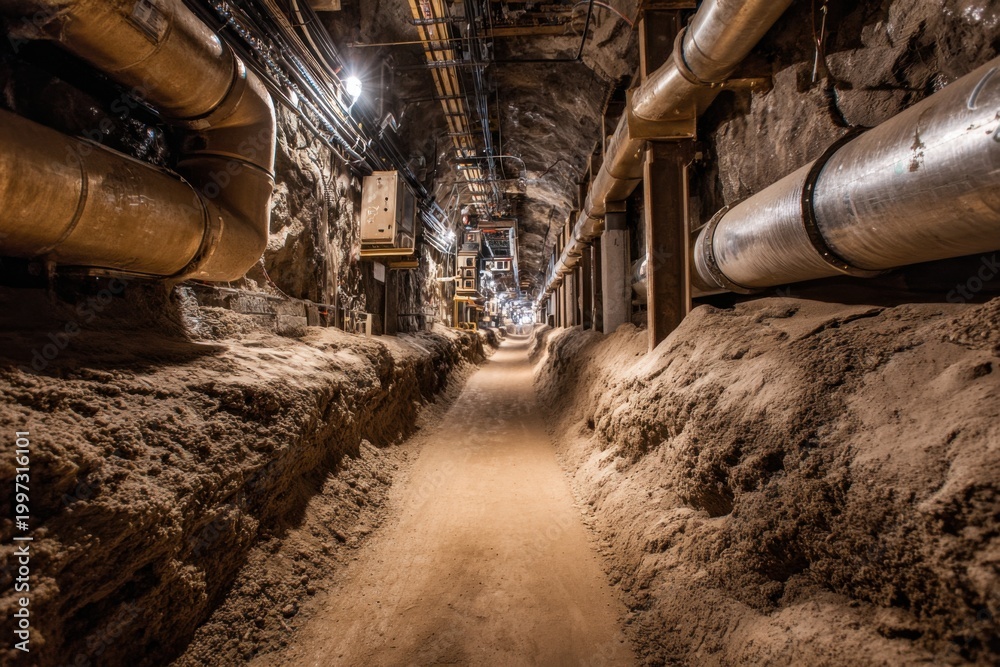 Fototapeta premium Underground Utility Tunnel Construction Site