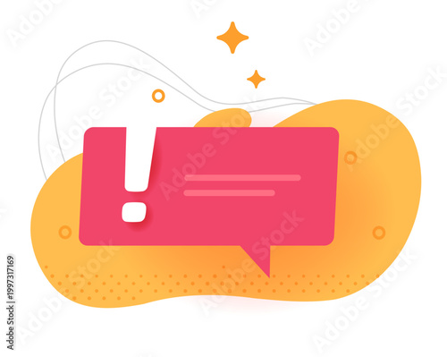 Alert warning notification notice poster icon vector, caution information attention exclamation message on abstract background, hazard important or danger error bubble speech note image clipart modern
