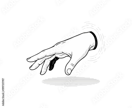Hand emerging from hole illustration black background