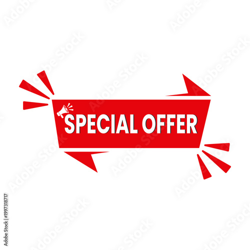 Red Special Offer Banner with Megaphone Icon