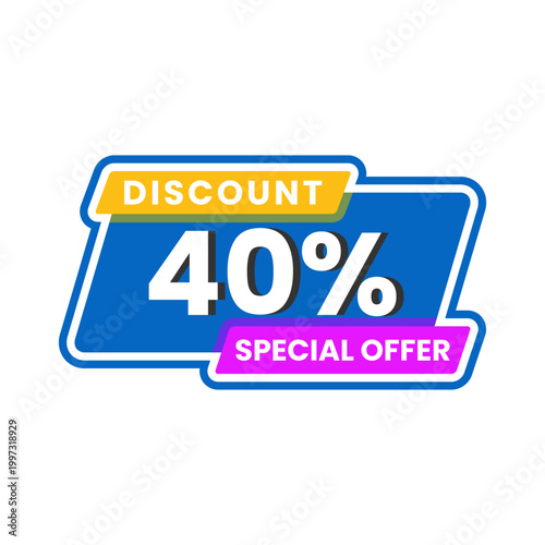 40 Percent Off Special Offer Discount Vector Badge