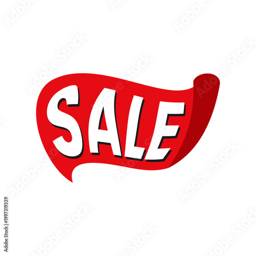 Red Sale Banner Ribbon Graphic for Retail Marketing