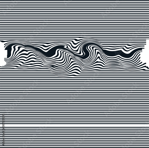 Dense horizontal striped mass with wavy distortion.