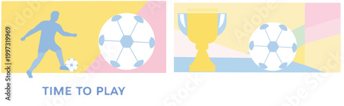 Soccer vector illustration with trophy and player