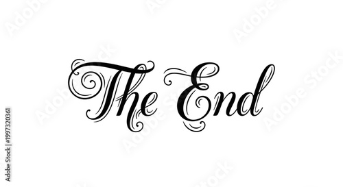 Elegant calligraphic script text 'The End' with decorative flourishes on a plain white background, signifying conclusion or finality.