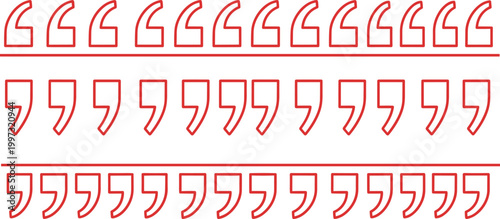 Quotation Mark Icon Set with Various Quote Symbols in Outline Style for Text Design, Typography, Editorial Layouts, and Graphic Elements