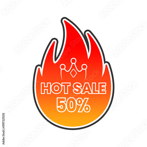 Hot Sale 50 Percent Off Flame Icon Graphic