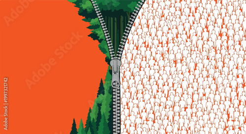 Billede på lærred Overpopulation and Deforestation Concept