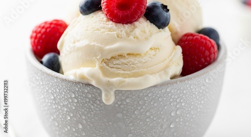 Creamy Keto Vanilla Ice Cream with Fresh Berries