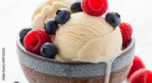 Creamy Keto Vanilla Ice Cream with Fresh Berries