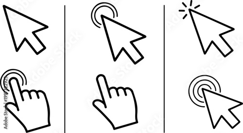 Click cursor icons vector set 