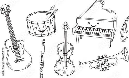 Hand drawn vintage kitchen utensils and appliances set des